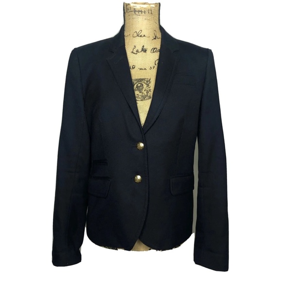 J Crew Schoolboy Blazer Wool Navy Blue Gold Buttons Women s 6 - Picture 1 of 8